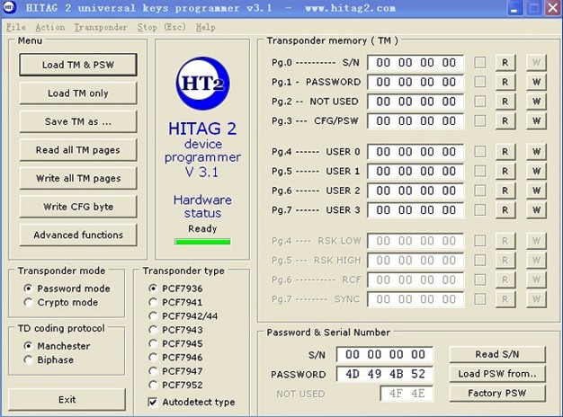 Oprogramowanie Hitag2 V3.1 dla programistów 1