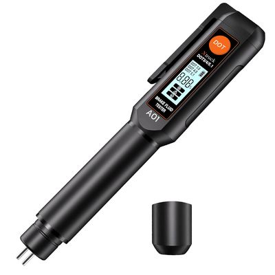 Cyfrowy tester płynu hamulcowego o wymiarach 155mm*30mm*25mm, wadze 38,5g i zakresie temperatur pracy 0~50°C dla płynów hamulcowych DOT3/DOT4/DOT5.1