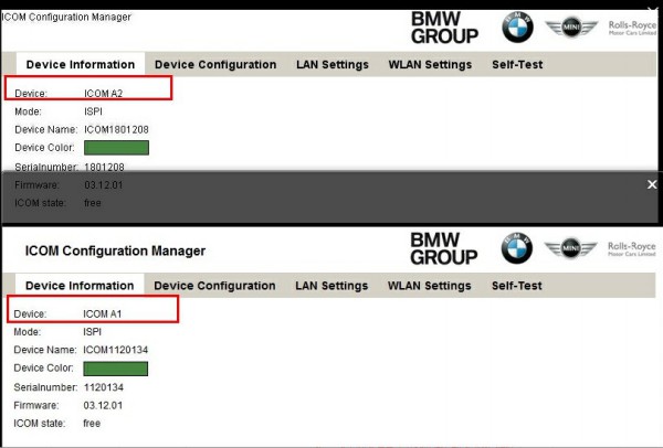 Porównanie BMW ICOM A2